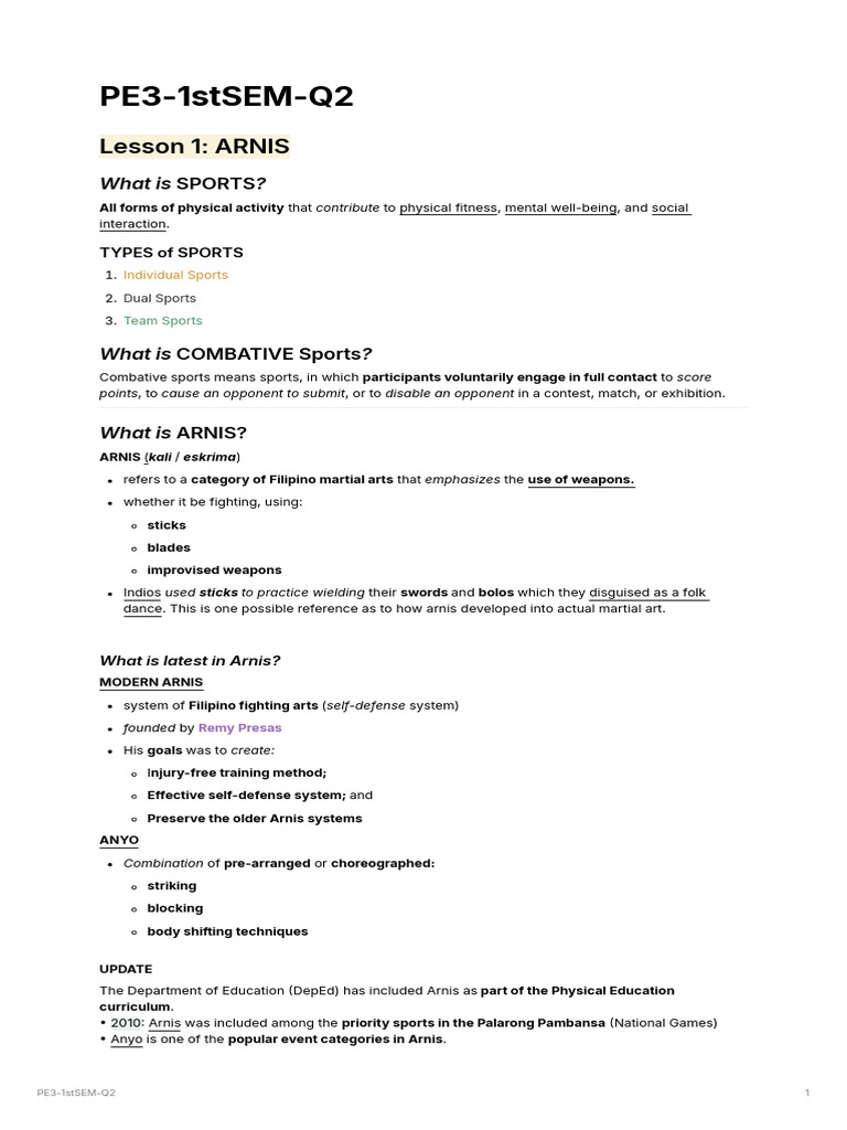 PE3-1stSEM-Q2 | PDF | Volleyball | Sports