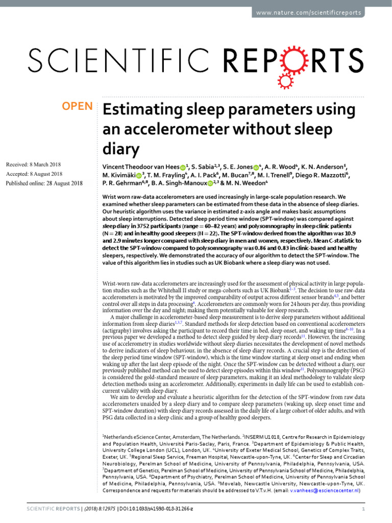 Sleep Accelerometer | PDF