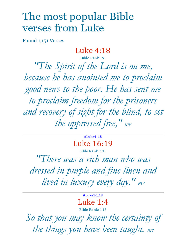 Bible Verses From Luke | PDF | Jesus | Disciple (Christianity)