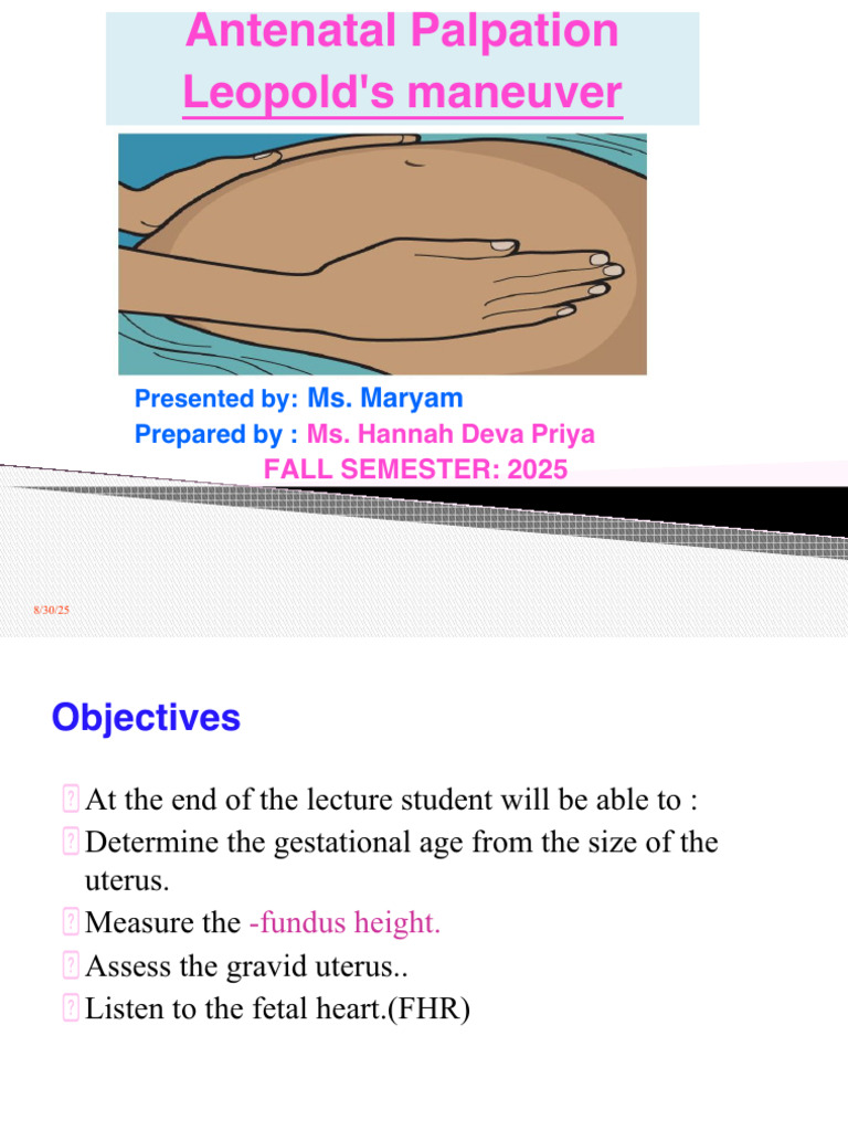 Antenatal Palpation Leopolds Maneuver | PDF