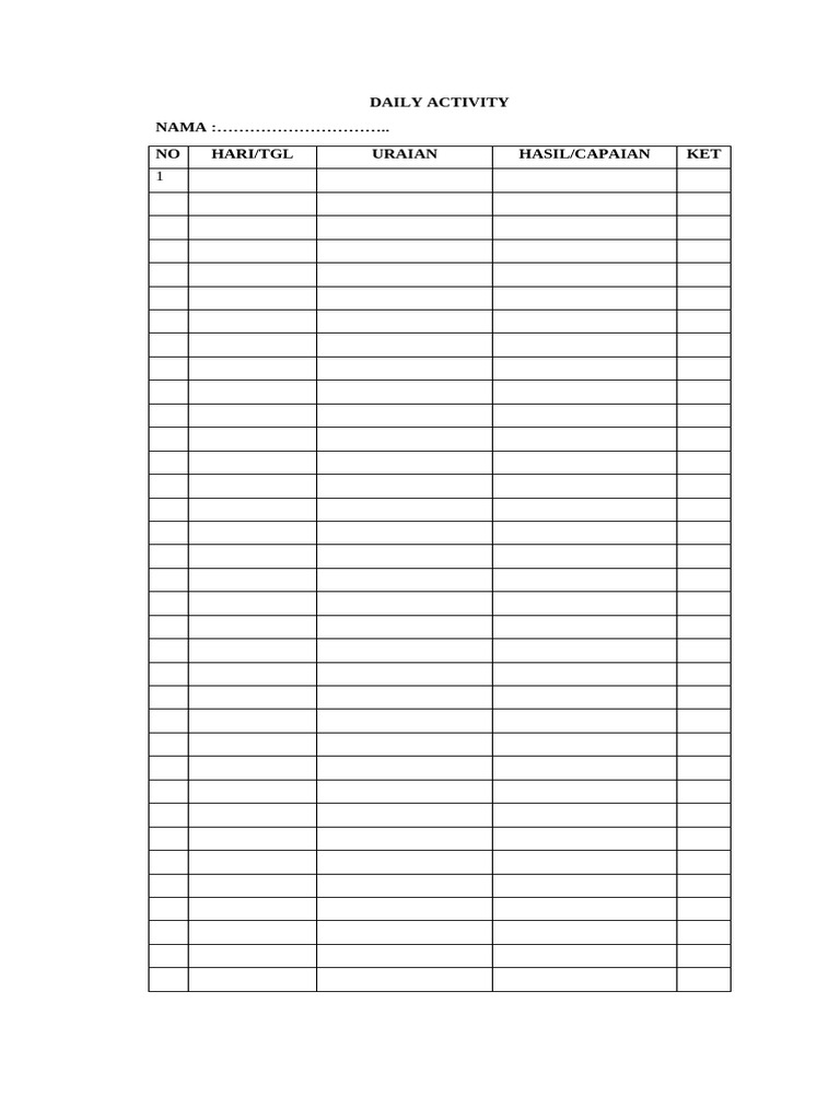 Form Daily Activity | PDF