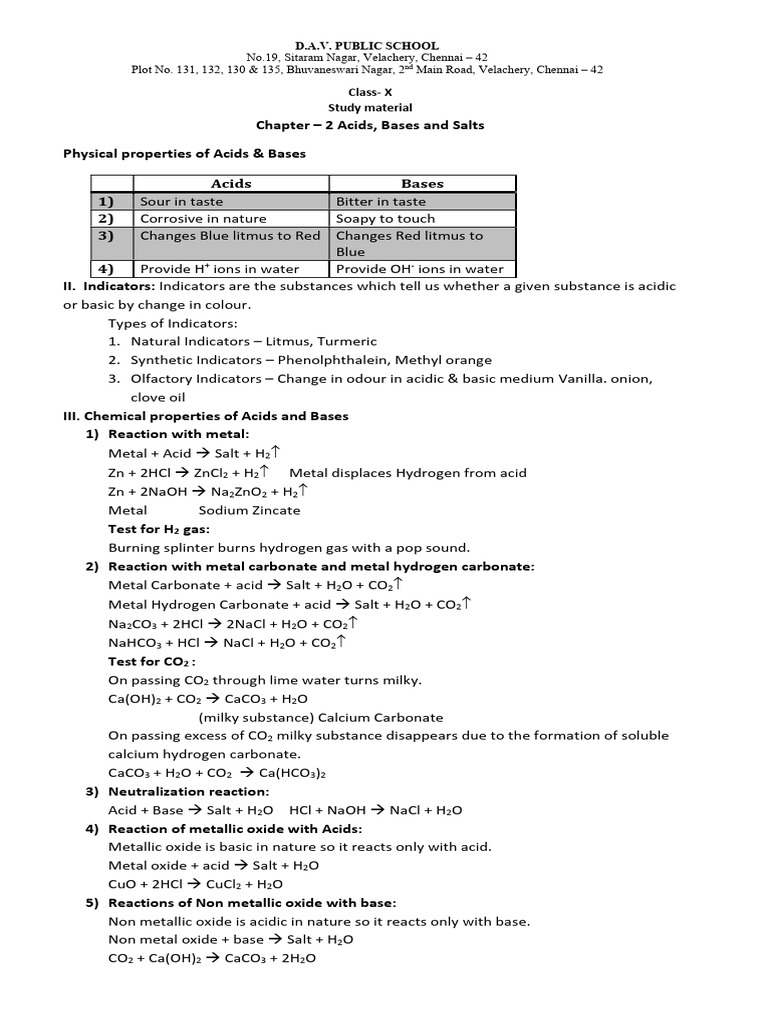 Acids Bases and Salts Notes 2025 | PDF | Sodium Carbonate | Sodium ...