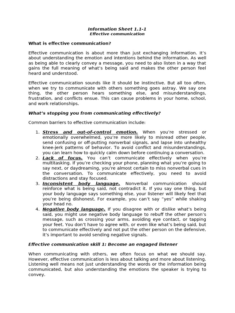 What Is Effective Communication | PDF | Body Language | Nonverbal ...