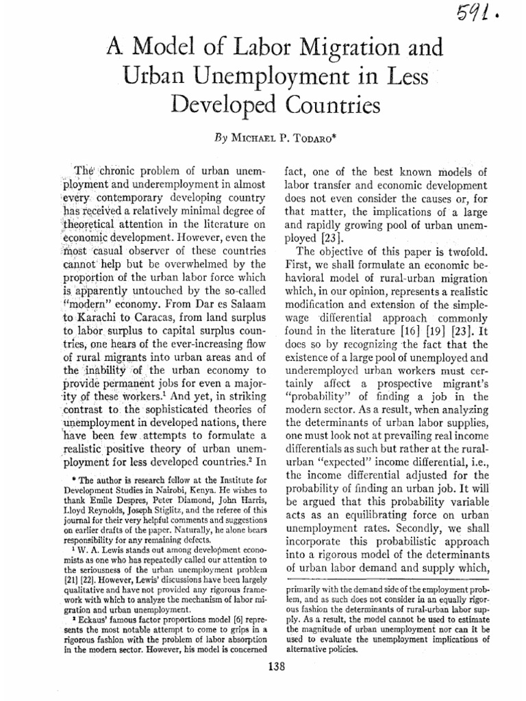 A Model of Labor Migration and Urban Unemployment in Less Developed ...