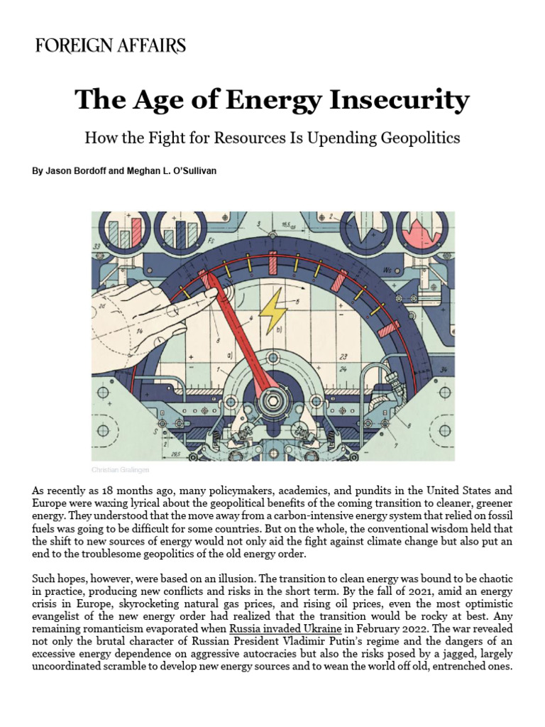 The Age of Energy Insecurity Bordoff O C2 B4Sullivan Foreign Affairs ...