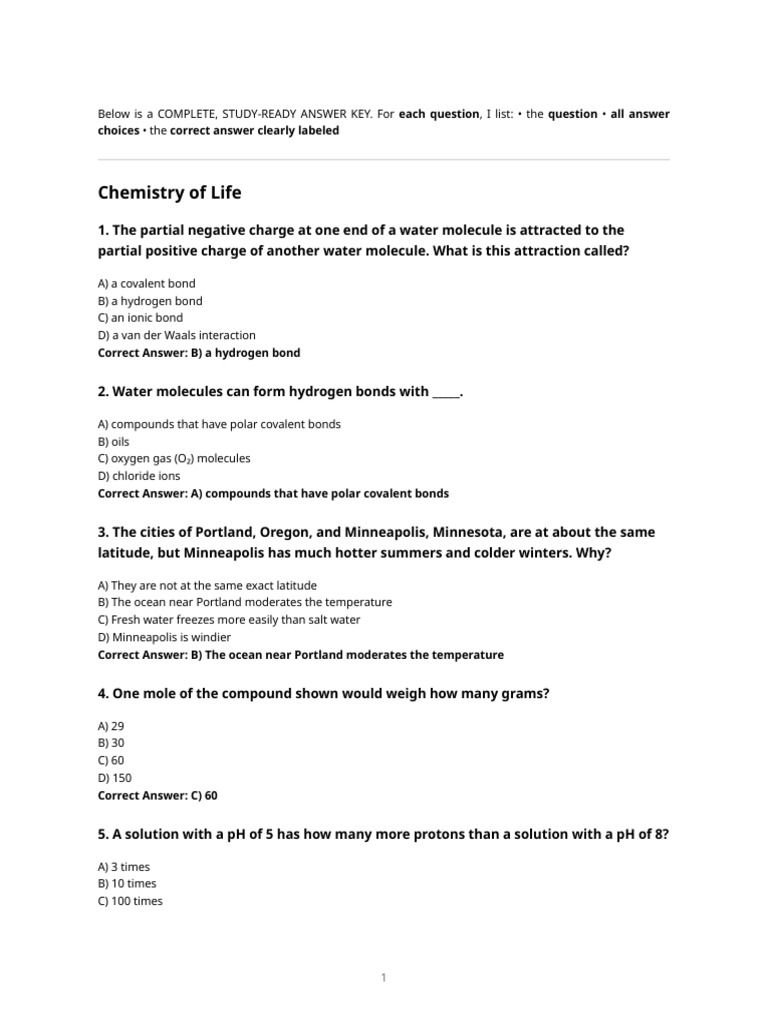 Honors Biology Midterm - Full Answer Key | PDF | Cell (Biology) | Eukaryotes