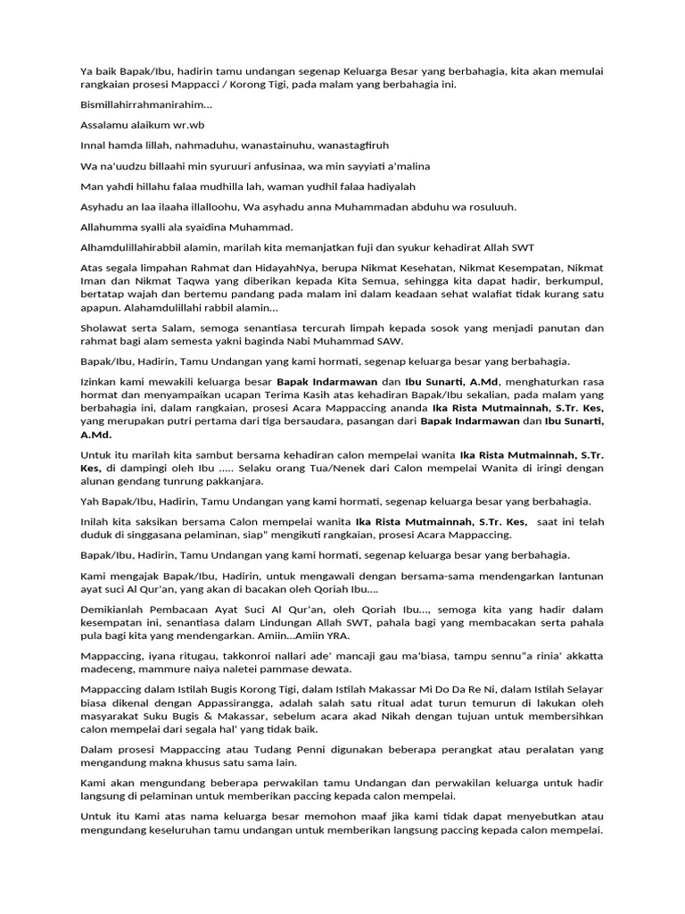 Rangkaian Acara Mappaccing | PDF