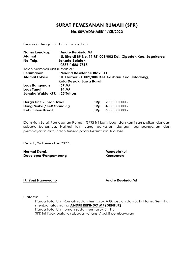 SPR An Andre Repindo MF | PDF
