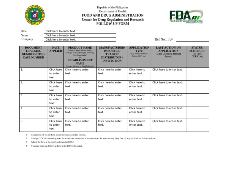 CDRR Follow Up Form 3.0 | PDF | Food And Drug Administration | Health ...