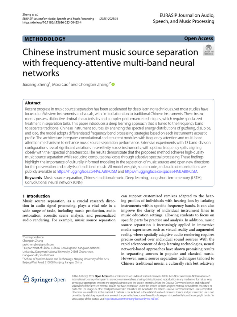 Chinese Instrument Music Source Separation With Frequency-Attentive ...