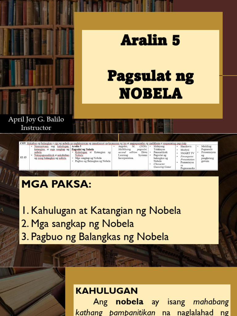 Aralin 5 Pagsulat Ng Nobela | PDF