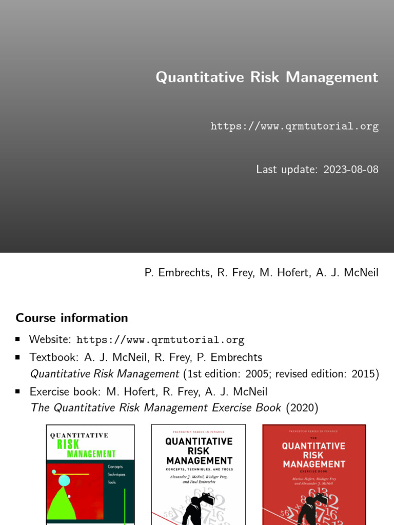 Quantitative Risk Management - Part 1 | PDF | Basel Ii | Collateralized ...