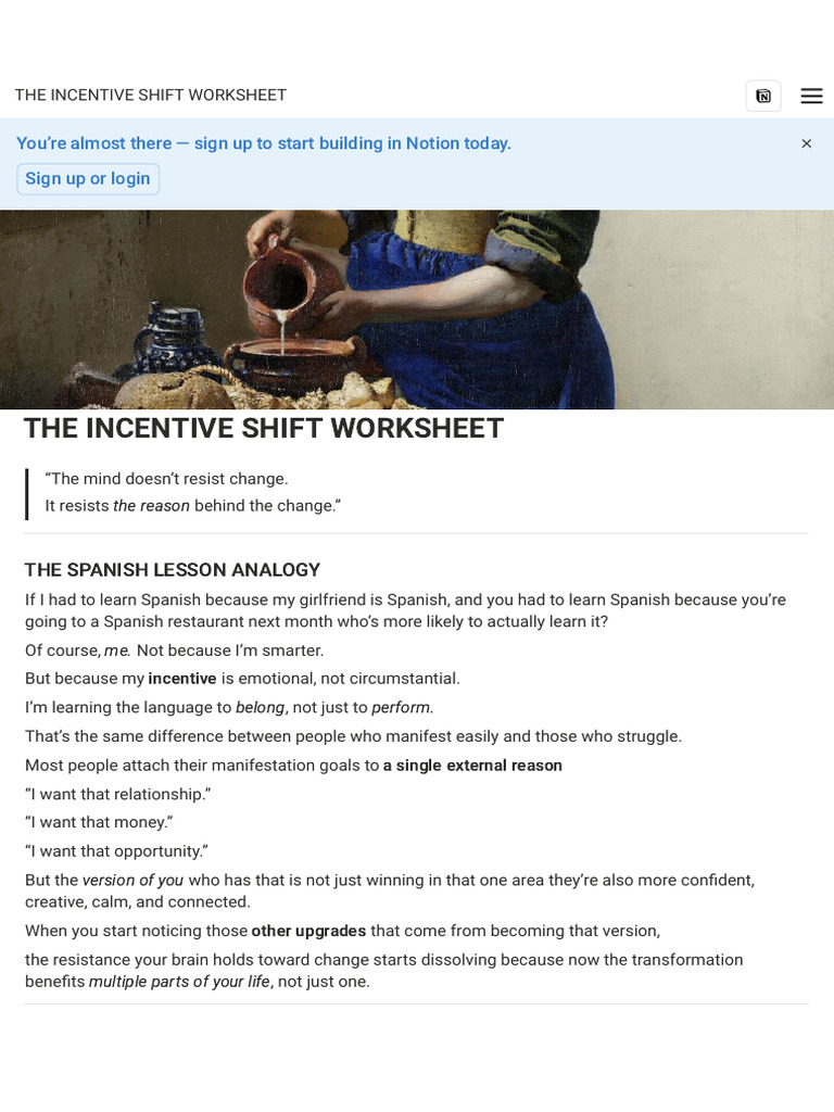 The Incentive Shift Worksheet | PDF | Incentive | Psychological Concepts