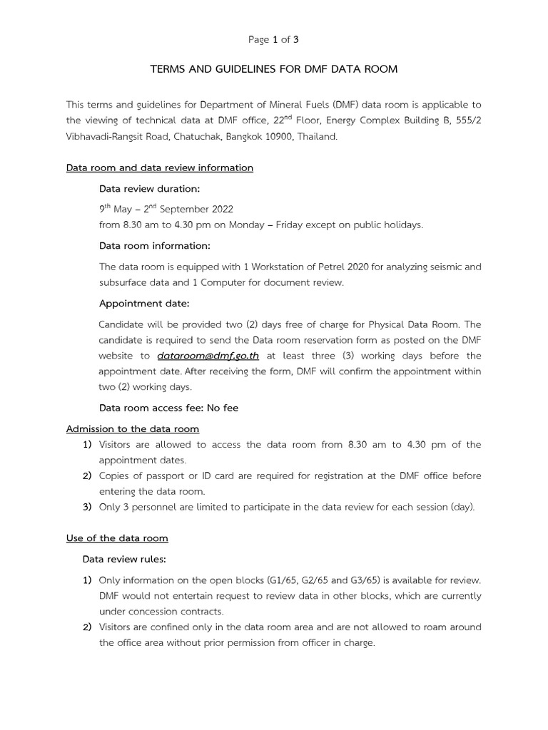 Data Room Guidelines | PDF