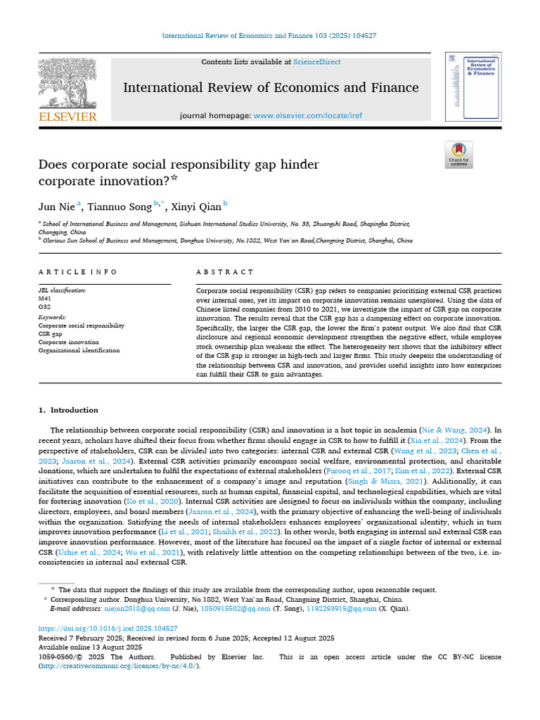 Does Corporate Social Responsibility Gap Hinder | PDF | Corporate ...