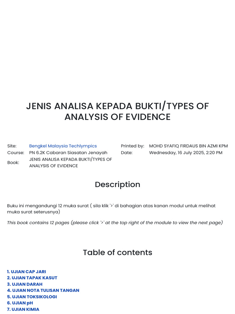 Jenis Analisa Kepada Bukti - Types of Analysis of Evidence ...