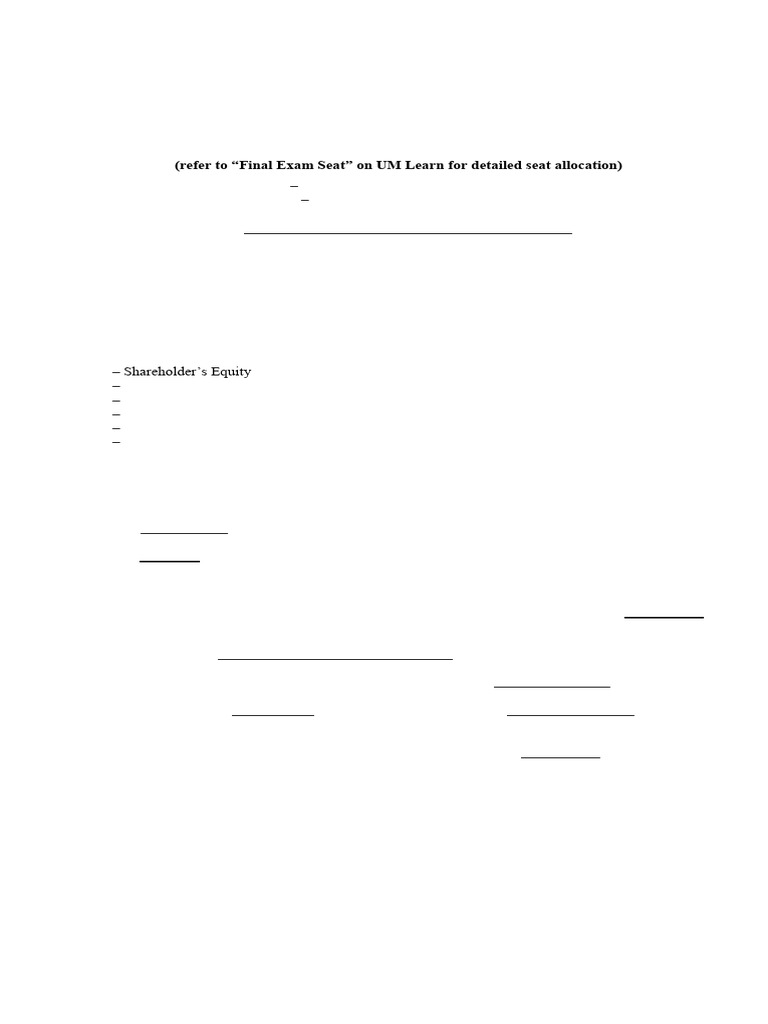 ACC 1100 F16 Final Exam Information + Assigned Seats | PDF | Dividend ...