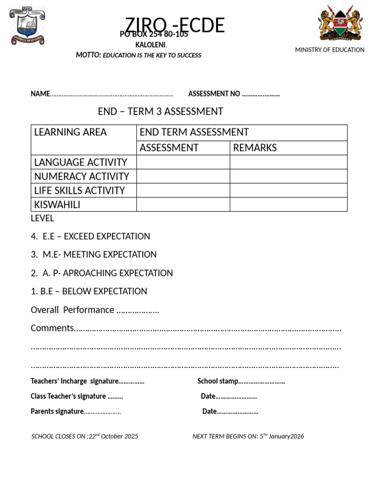 Term 1 Lower Report Cards2025 | PDF