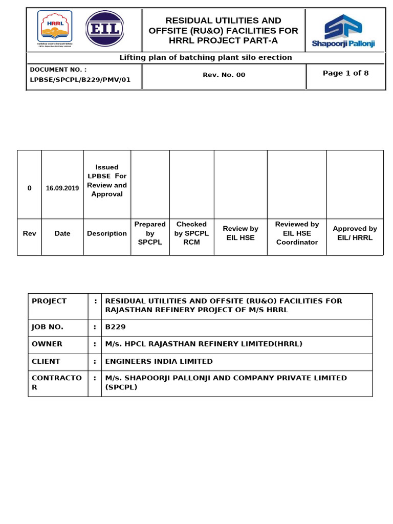 Front Page Lifting Plan | PDF | Crane (Machine) | Occupational Safety ...