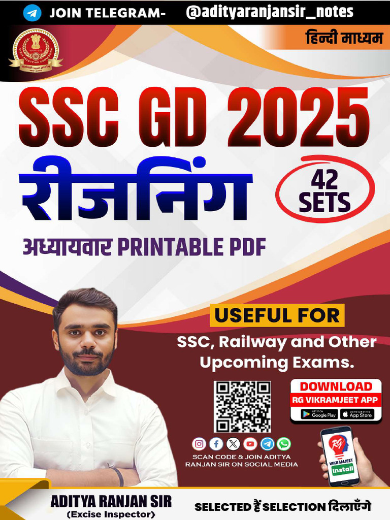 SSC GD 2025 Reasoning Topic Wise 42 Sets Aditya Ranjan Hindi Medium | PDF
