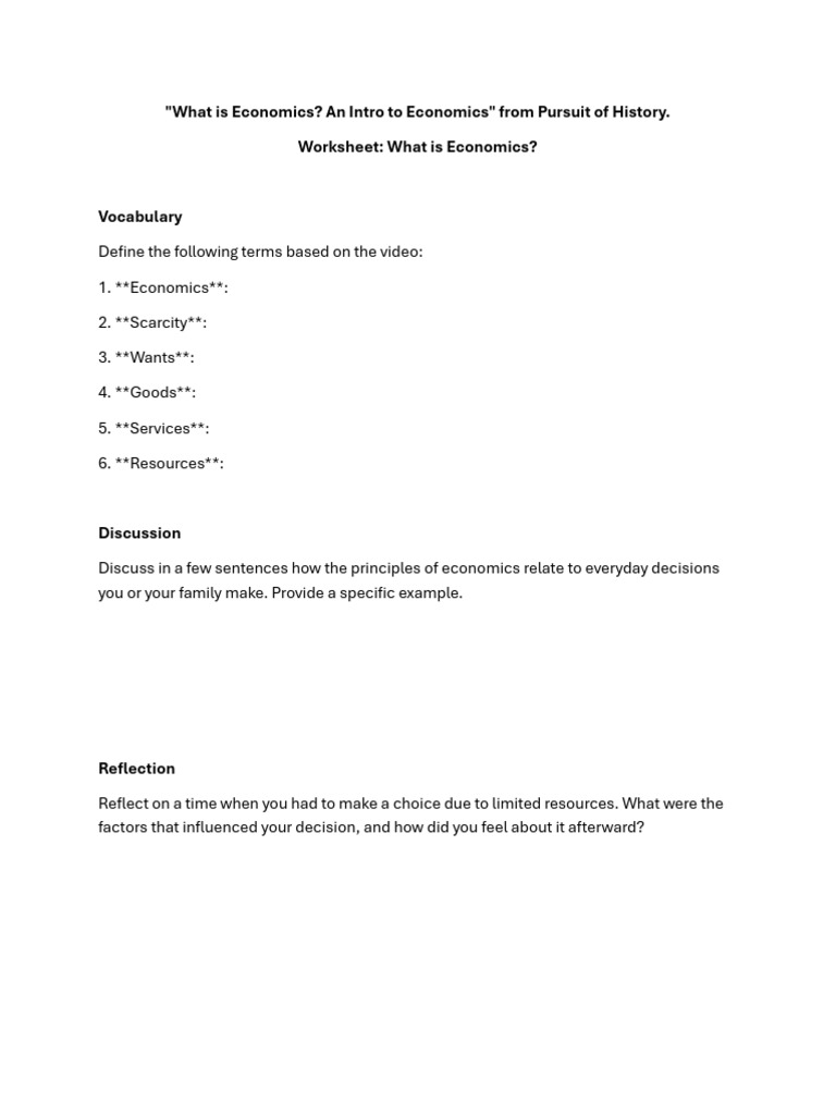 What Is Economics Worksheet | PDF