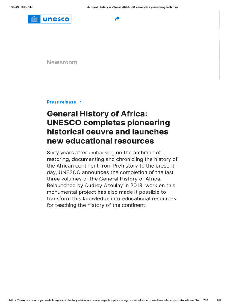 General History of Africa - UNESCO Completes Pioneering Historical ...