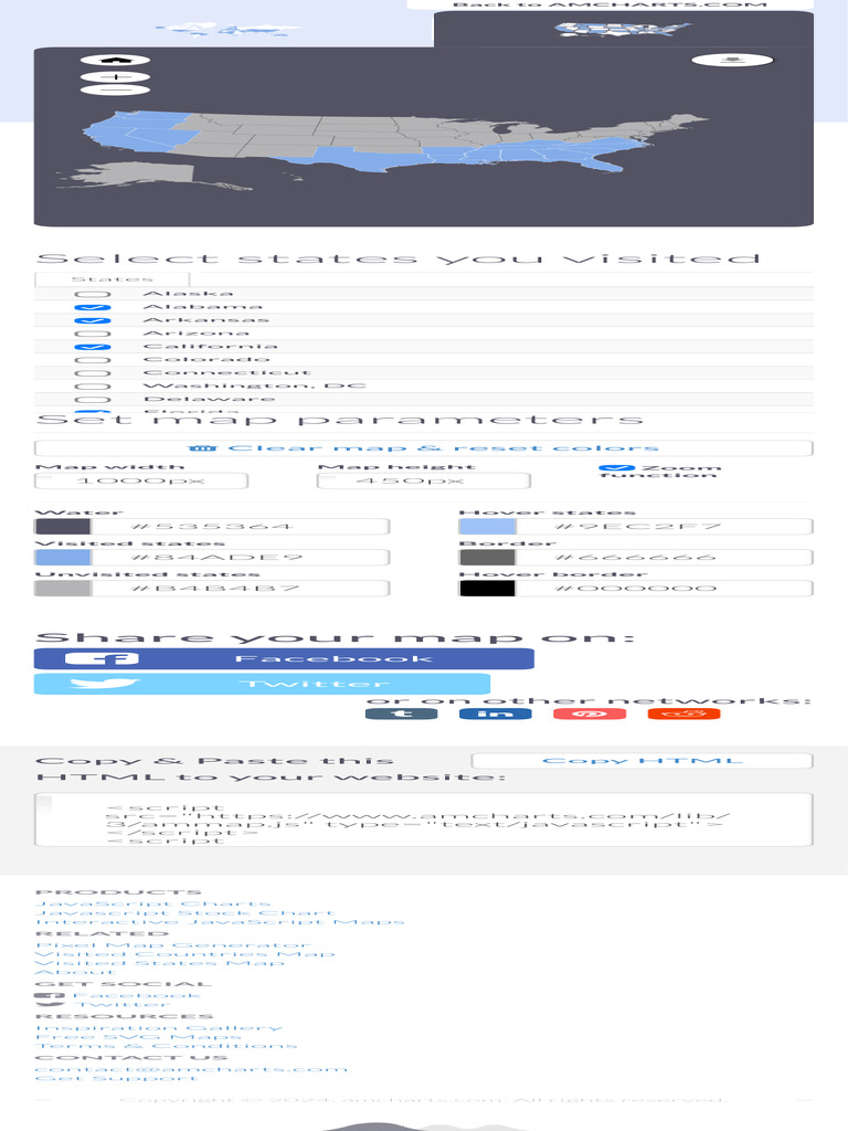 Interactive Visited States Map AmCharts | PDF