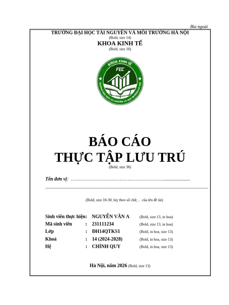 Hướng Dẫn Báo Cáo Thực Tập Lưu Trú - đh14qtks. Gửi Sv | PDF