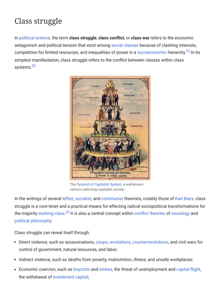 Class Struggle - Wikipedia | PDF | Class Conflict | Exploitation Of Labour