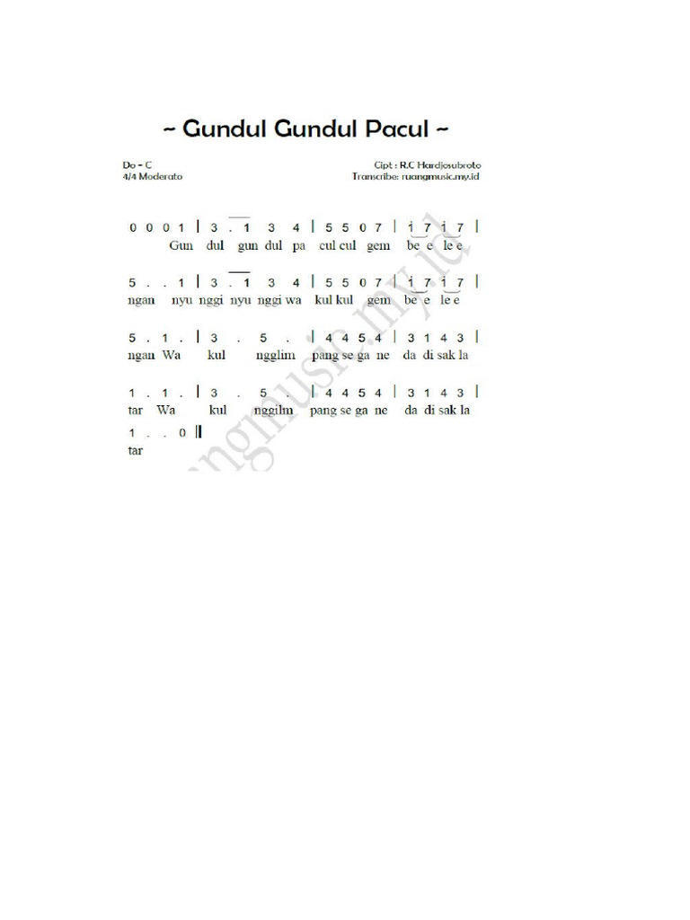 Not Pianika Lagu Daerah | PDF