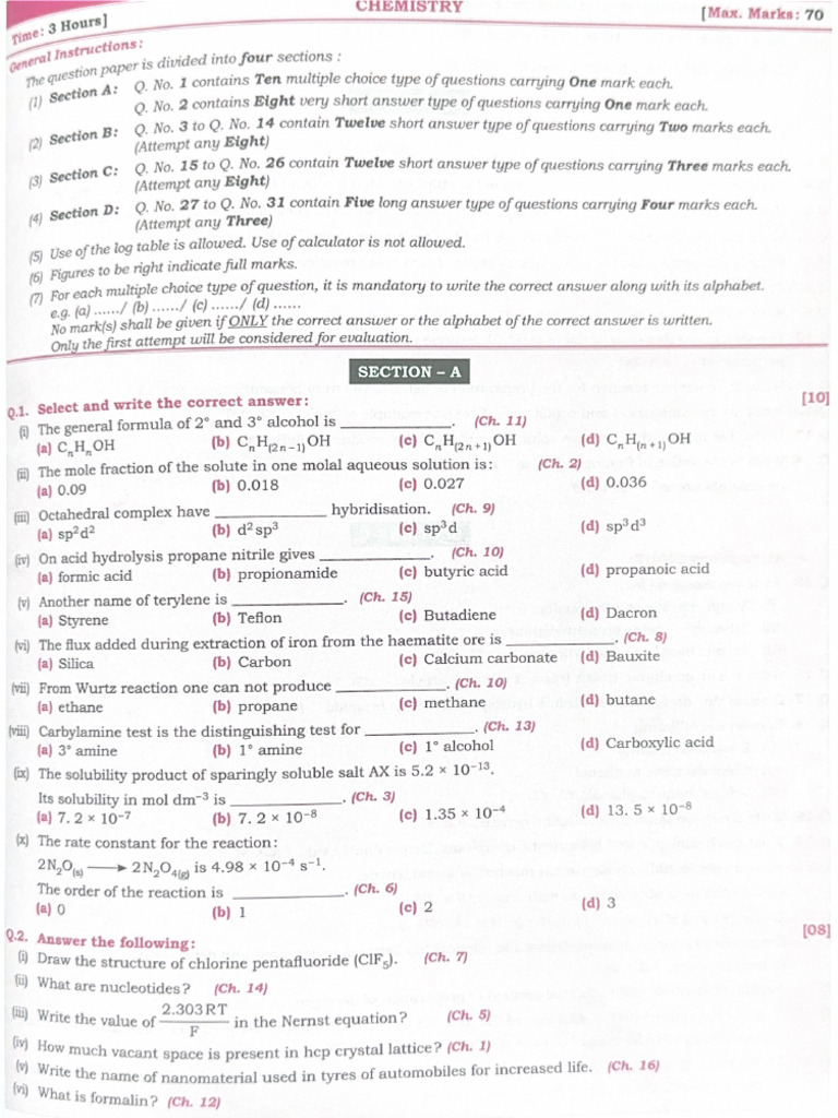 Chemistry Que Paper | PDF