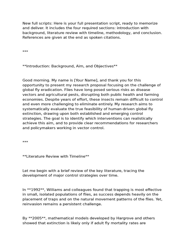ELTU2019AQC1 - Presentation Script | PDF | Extinction | Fly