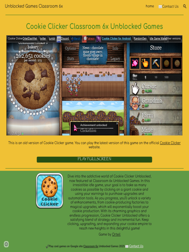 Unblocked Games Classroom 6x - Cookie Clicker | PDF | Ios Software ...