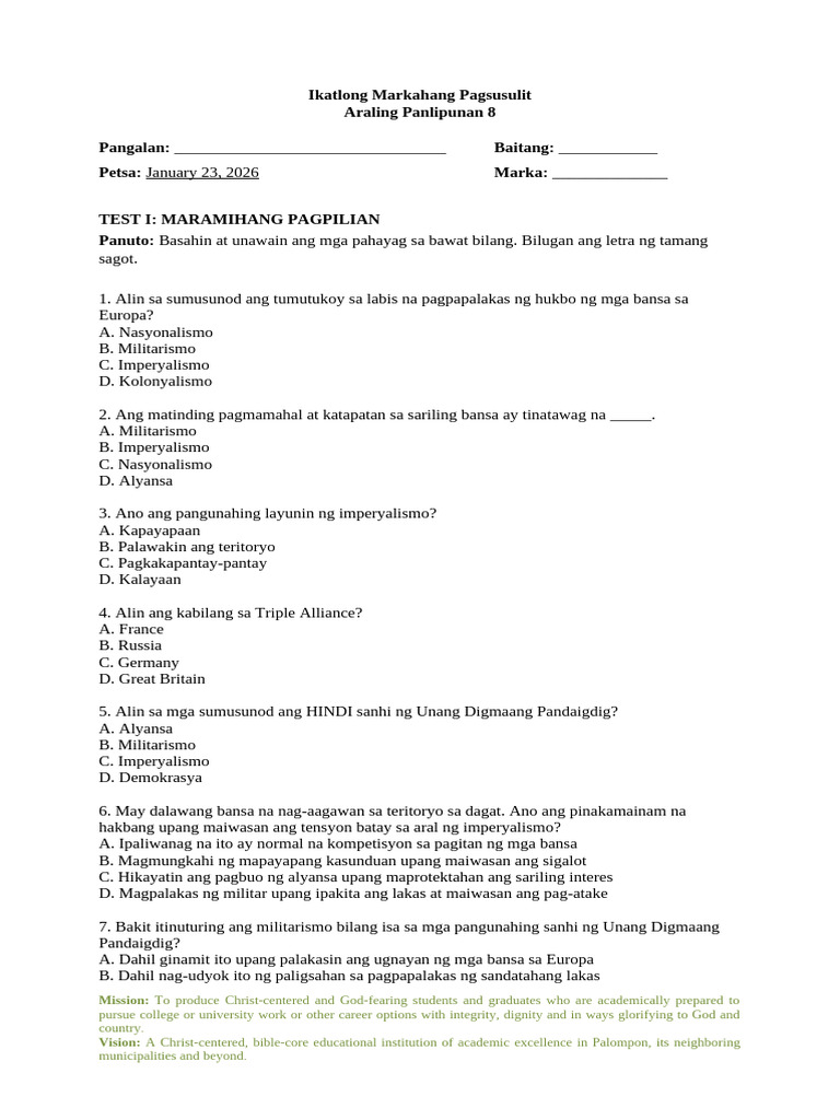 Ap 8 Exam Q3 2025-2026 TQ | PDF