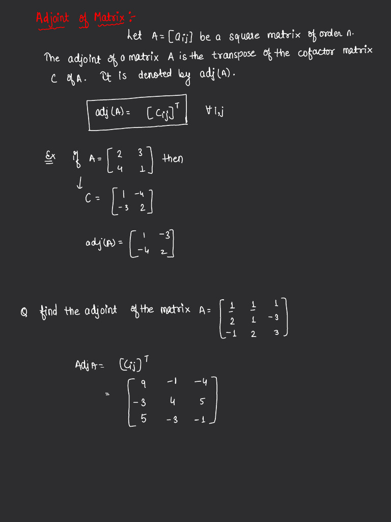 adjoint and inverse of matrix | PDF