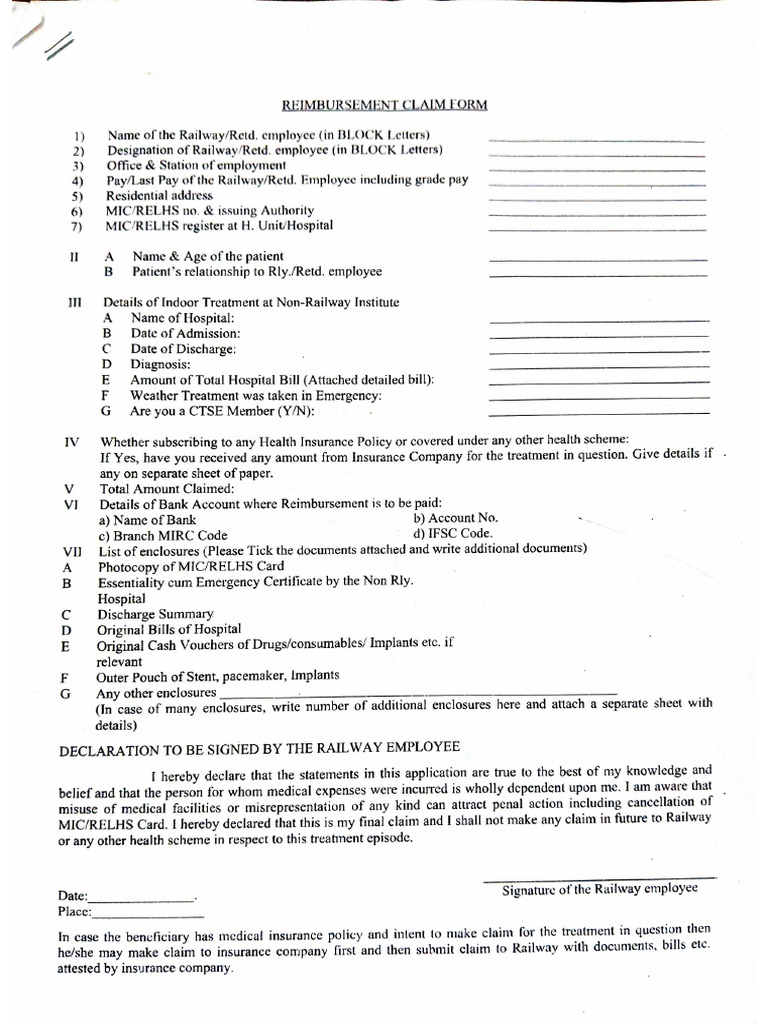 Reimbursement Form | PDF
