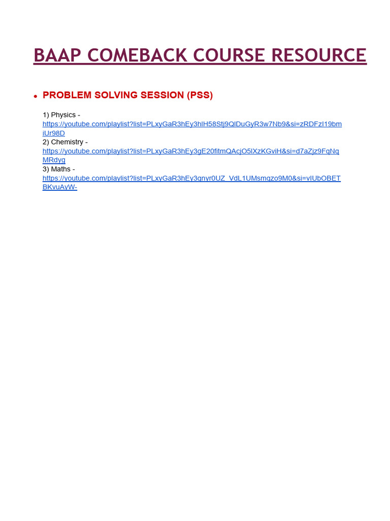 Problem Solving Session (PSS) | PDF