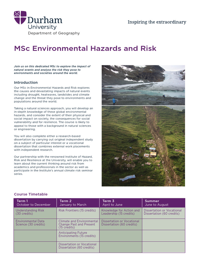 MSC Environmental Hazards and Risk | PDF | Climate Resilience | Risk