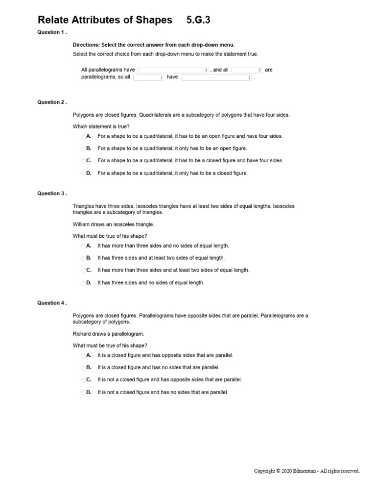 5.G.3_Relate Attributes of Shapes | PDF | Rectangle | Shape
