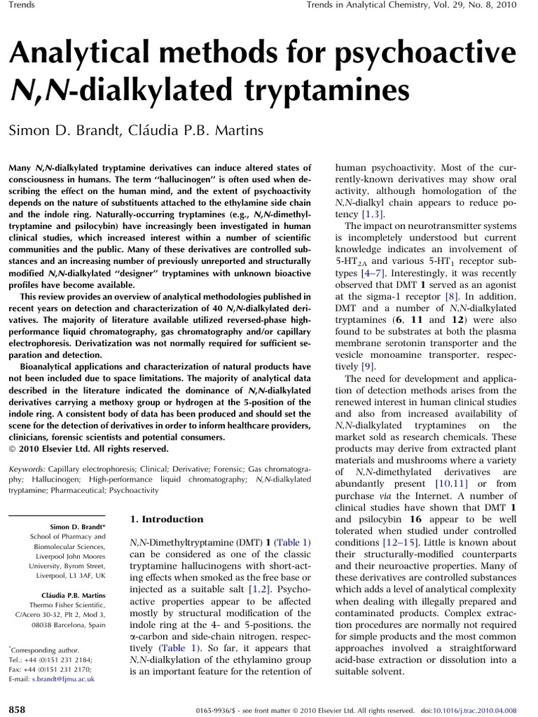 Analytical Methods For Psychoactive N, N-Dialkylated Tryptamines | PDF ...
