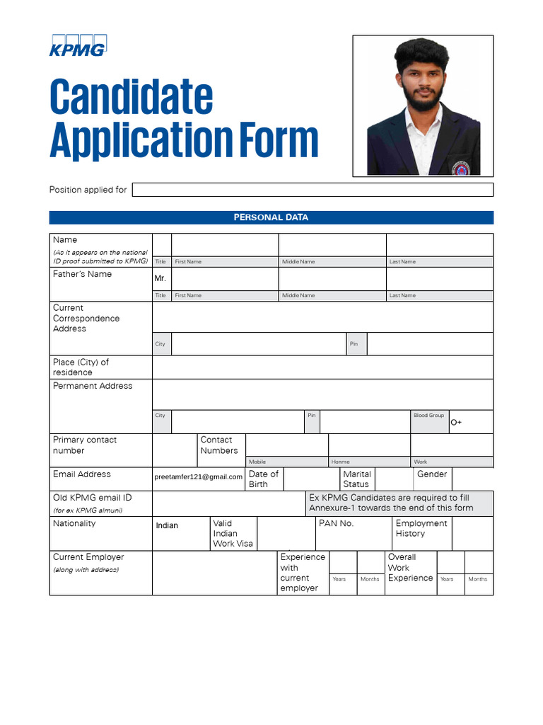 KPMG Candidate Information Form | PDF | Employment | Alternative ...
