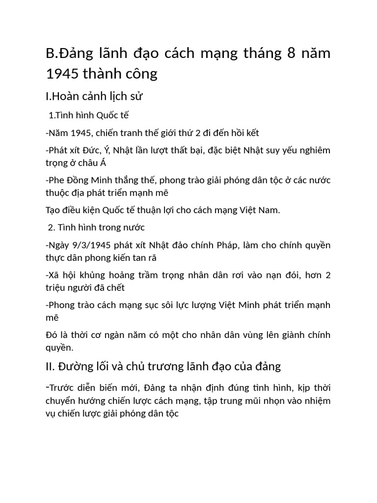 LỊCH SỬ ĐẢNG CMT8 1945 | PDF