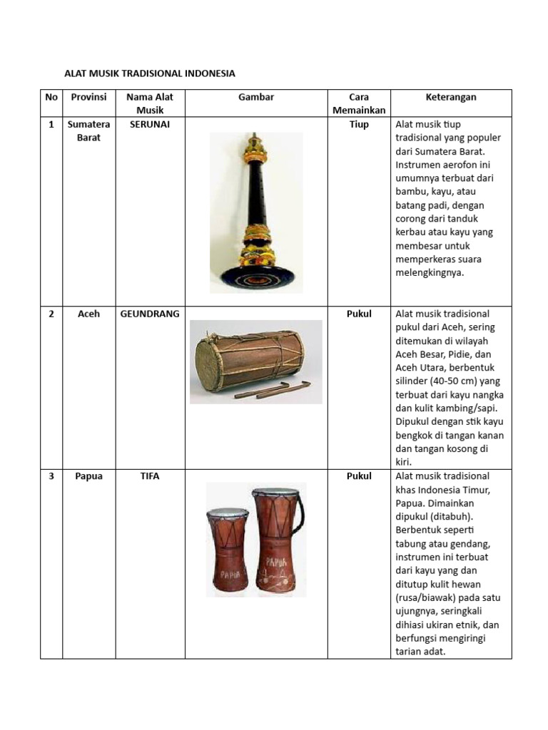 Alat Musik Tradisional Indonesia | PDF