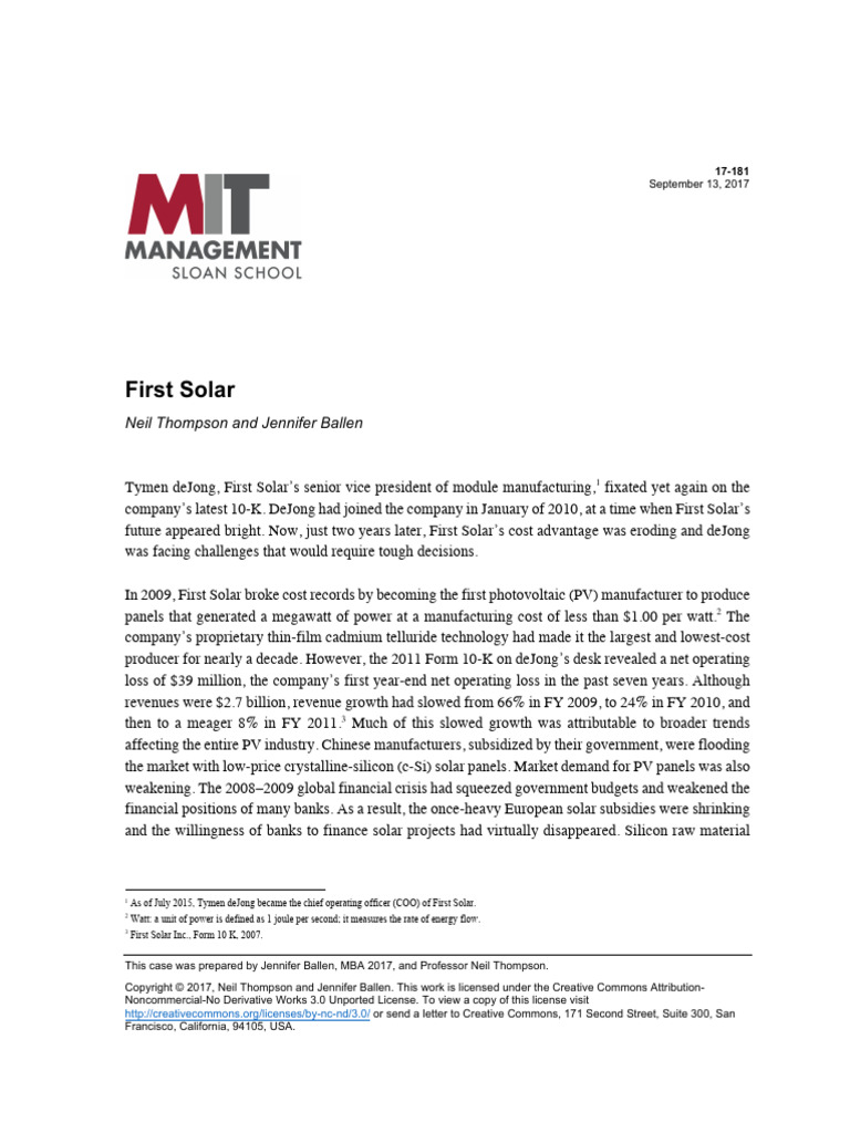 ENGM116 First Solar Case Study (For Assignment 2) - 1 (1) - 1 | PDF ...