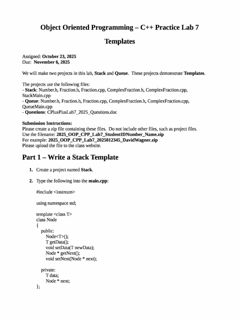 CPlusPlusLab7 2025 | PDF