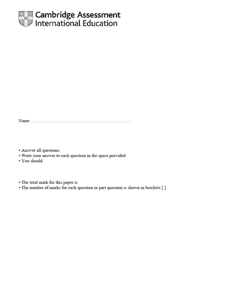 Cambridge Primary Test Y3 | PDF | Force