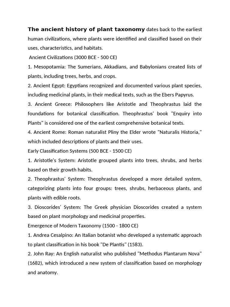 History of Taxonomy | PDF | Taxonomy (Biology) | Botany