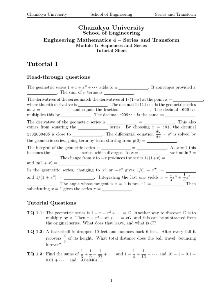 Engineering Maths 4-4 | PDF | Series (Mathematics) | Calculus