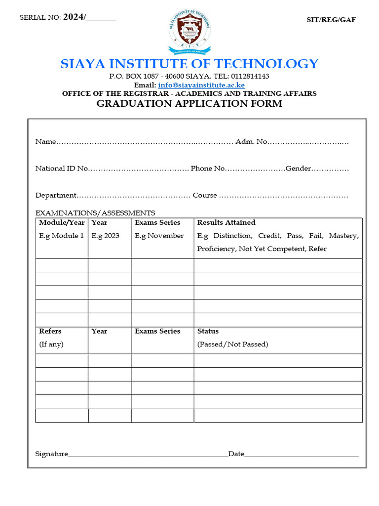 Graduation Application Form | PDF