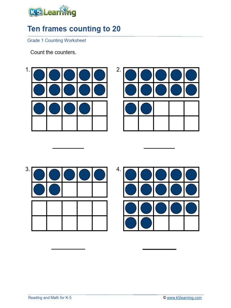Grade 1 Ten Frames Counting D | PDF